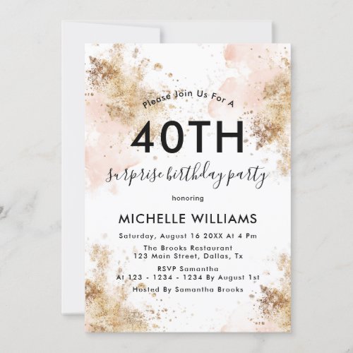 Modern Elegant Surprise 40th Birthday Invitations 