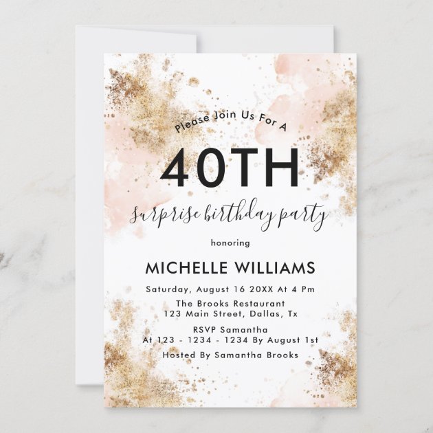 Surprise 40th birthday deals invitations