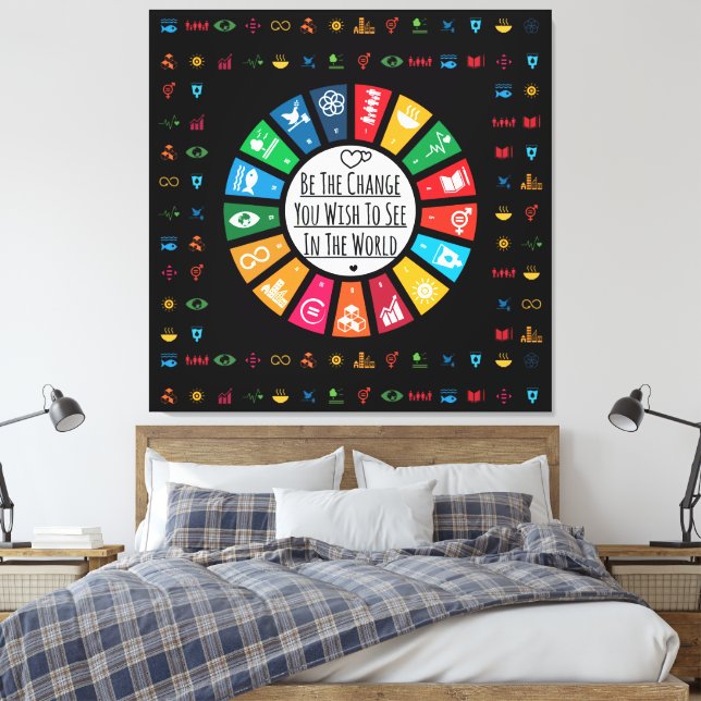 Modern Elegant Sustainability Goals Inspirational Canvas Print (Insitu(Bedroom))