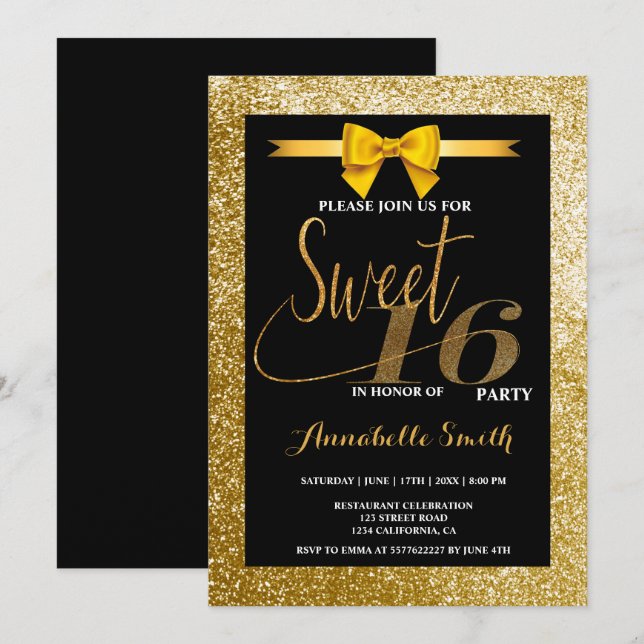 Modern elegant  sweet 16 invitation (Front/Back)