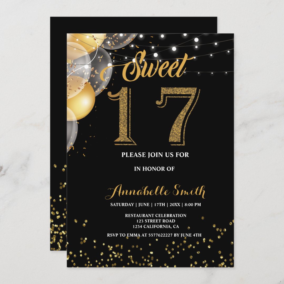 Modern elegant sweet 17 invitation | Zazzle