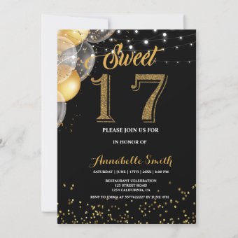 Modern elegant sweet 17 invitation | Zazzle