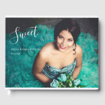 Modern Elegant Sweet Sixteen 16th Birthday Photo Guest Book<br><div class="desc">Modern Elegant Sweet Sixteen 16th Birthday Photo Guest Book. Customize this guestbook with your own photo, name, and date on the front and back covers. Text is also customized on the spine of the book to personalize even more! Perfect gift for her, for a 16th birthday party, or for your...</div>