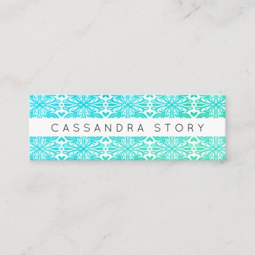 Modern Elegant Swirls Pattern Aqua Mini Business Card