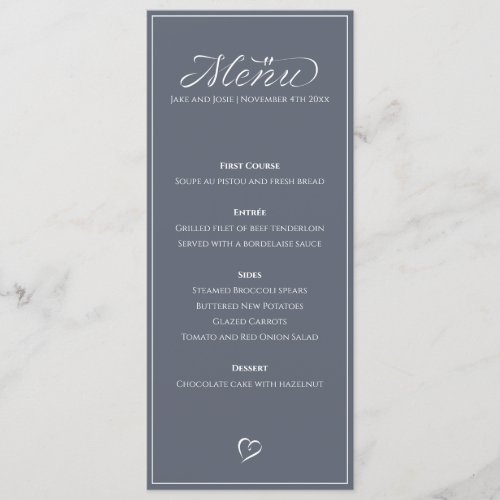 Modern elegant table menu