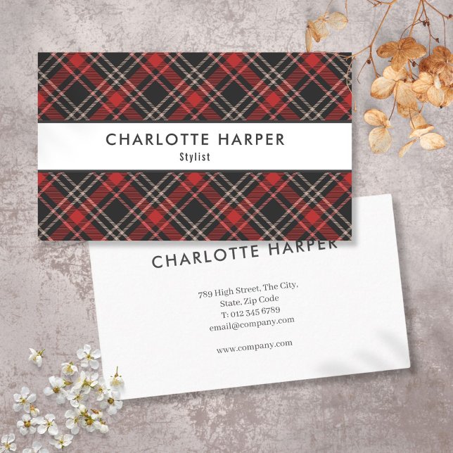 Modern Elegant Tartan Plaid Pattern Business Card (Modern Elegant Tartan Plaid Pattern Business Card)