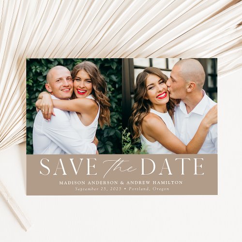 Modern Elegant Taupe 2 Photo Save The Date