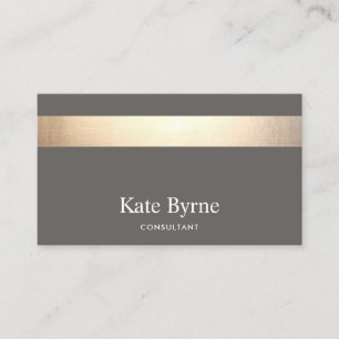 Modern Elegant Taupe Gray Gold Stripe Business Card