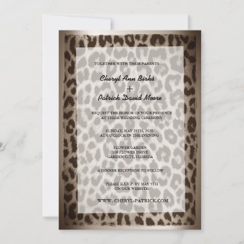 Modern Elegant Taupe Leopard Print Wedding Invites