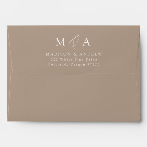 Modern Elegant Taupe Monogram Wedding Envelope