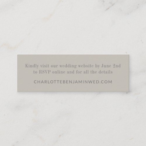 Modern Elegant Taupe RSVP Online Website Mini Card