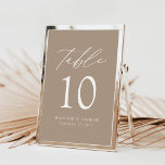 Modern Elegant Taupe Wedding Table Number<br><div class="desc">Trendy, minimalist wedding table number cards featuring white modern lettering with "Table" in modern calligraphy script. The design features a taupe background or a color of your choice. The design repeats on the back. To order the taupe table cards: add your name, wedding date, and table number. Add each number...</div>