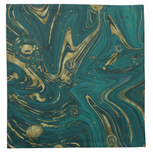 Modern Elegant Teal Green & Gold Marble Swirl Cloth Napkin