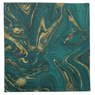Modern Elegant Teal Green & Gold Marble Swirl Cloth Napkin