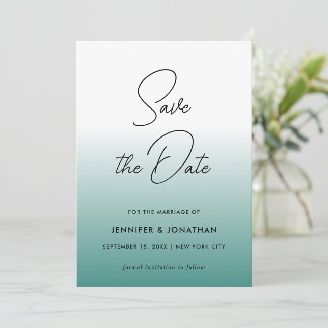 Modern Elegant Teal Simple Calligraphy Template (Standing Front)