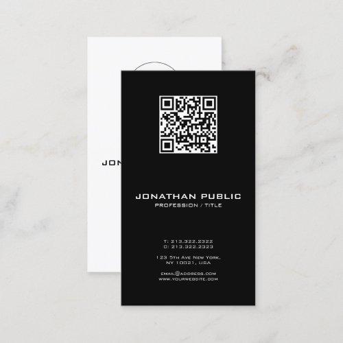 Modern Elegant Template Barcode QR Code Vertical Business Card
