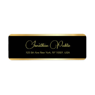 Modern Elegant Template Black Gold Return Address Label