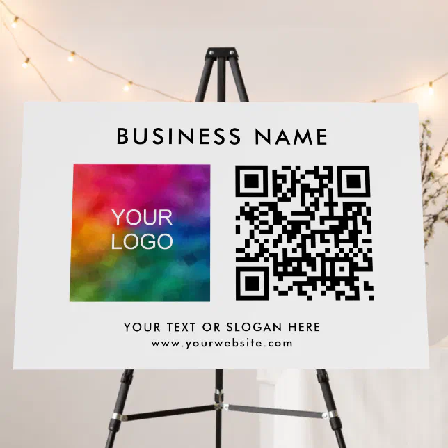 Modern Elegant Template Business Logo QR Code Foam Board | Zazzle