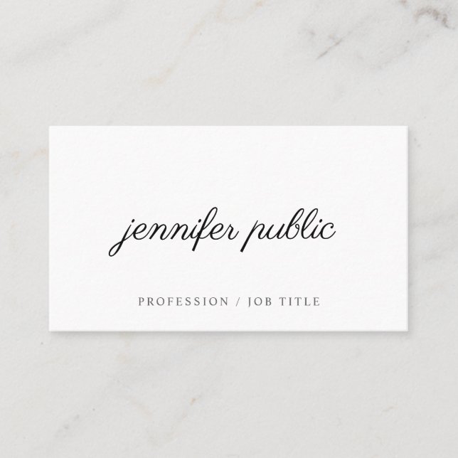 Modern Elegant Template Calligraphy Standard Matte Business Card (Front)