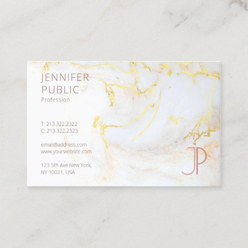 Modern Elegant Template Gold Marble Monogram Luxe Business Card