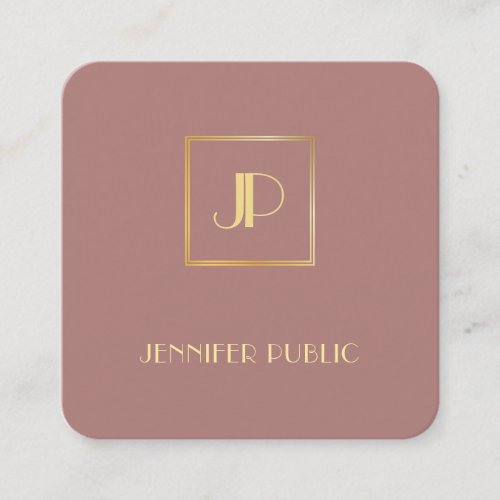 Modern Elegant Template Gold Monogrammed Luxury Square Business Card
