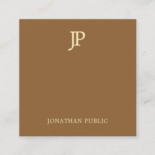 Modern Elegant Template Gold Text Monogram Luxury Square Business Card