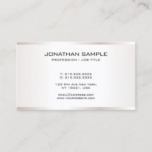 Modern Elegant Template Professional Faux Silver Business Card