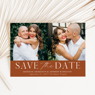 Modern Elegant Terracotta 2 Photo Save The Date