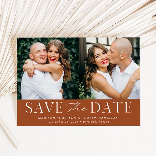 Modern Elegant Terracotta 2 Photo Save The Date