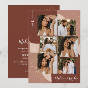 Modern Elegant Terracotta Abstract 6 Photo Wedding Invitation