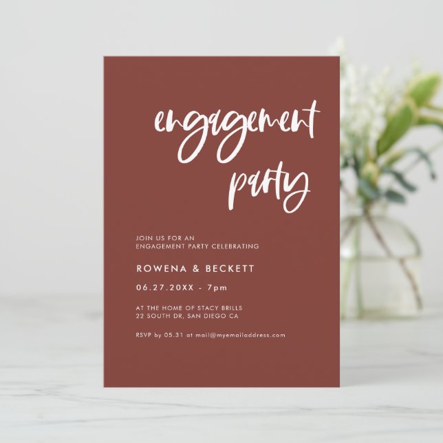 Modern elegant terracotta Engagement party  Invitation (Standing Front)