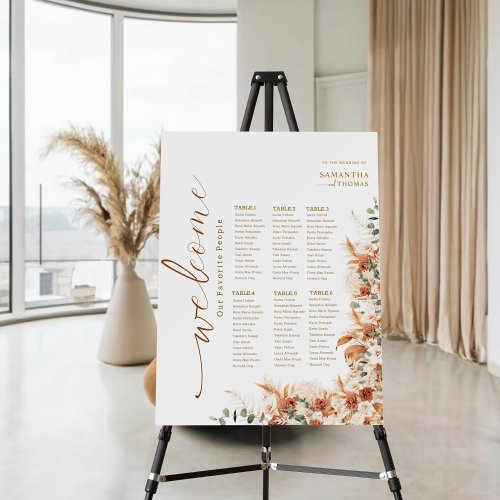 Modern Elegant Terracotta Floral Wedding Seating  Foam Board