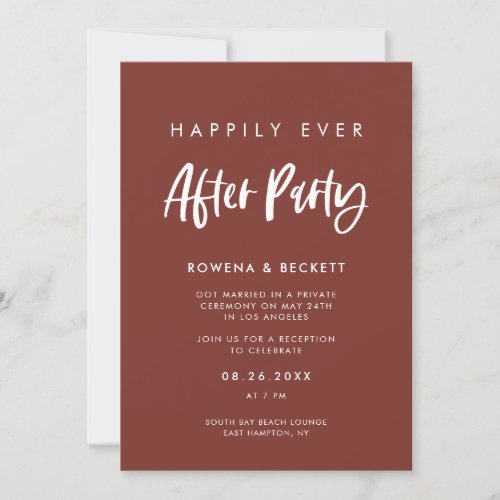 Modern elegant terracotta Happily ever after party Invitation