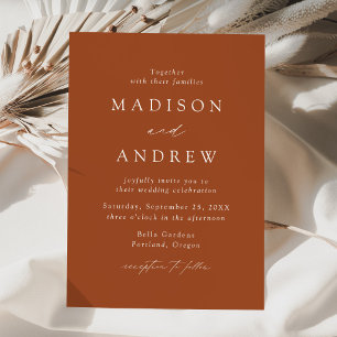 Modern Elegant Terracotta Minimalist Wedding Invitation