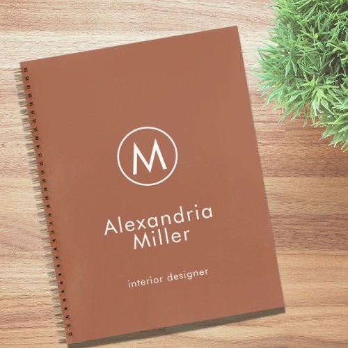 Modern Elegant Terracotta Monogram Notebook