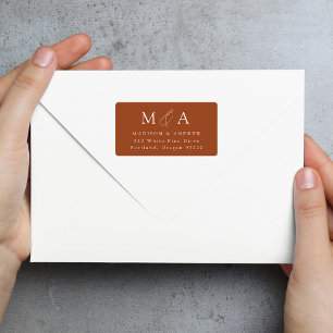 Modern Elegant Terracotta Monogram Return Address Label