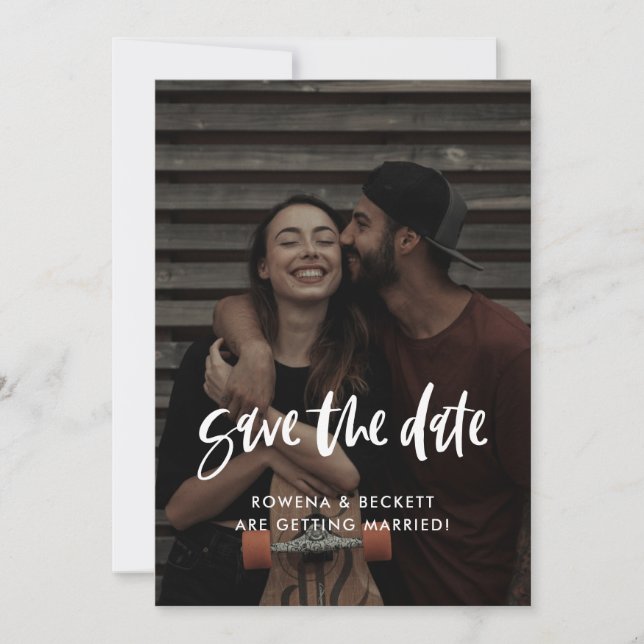 Modern elegant terracotta photo save the date (Front)