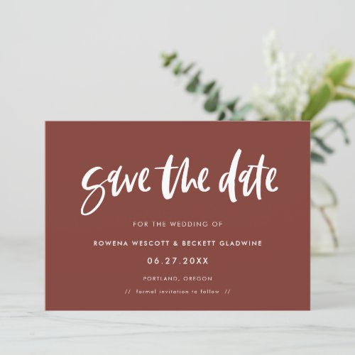 Modern elegant terracotta save the date