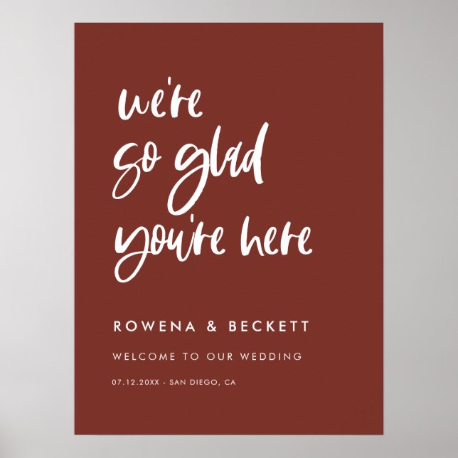Modern elegant Terracotta So glad you're here Poster (Front)