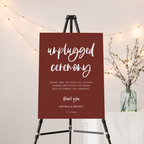 Modern elegant terracotta Unplugged ceremony Foam Board