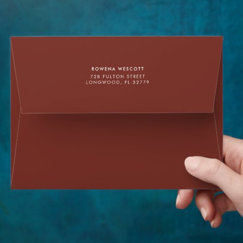 Modern elegant terracotta wedding envelope