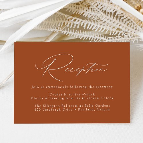 Modern Elegant Terracotta Wedding Reception Enclosure Card