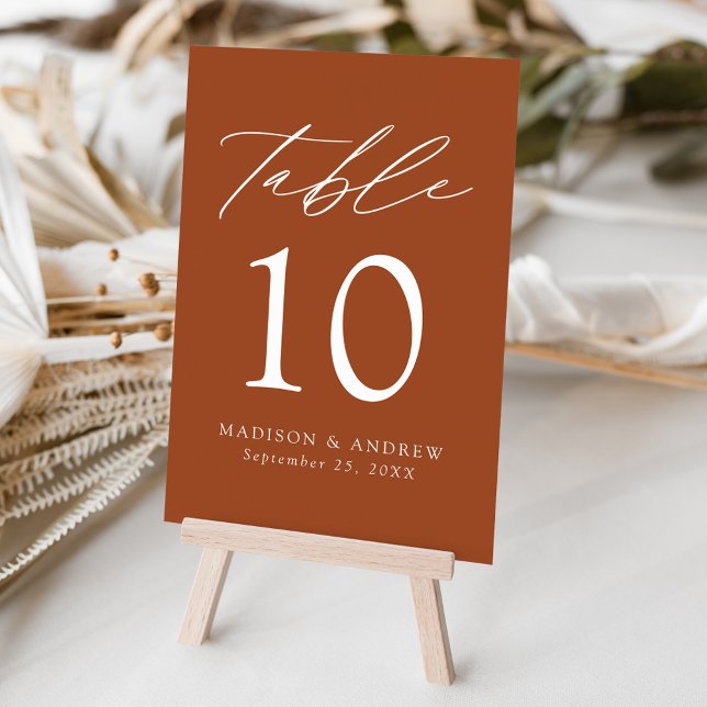 Modern Elegant Terracotta Wedding Table Number (Creator Uploaded)