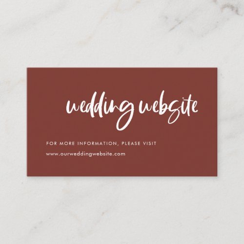 Modern elegant terracotta wedding website enclosure card