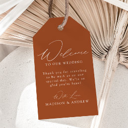 Modern Elegant Terracotta Wedding Welcome Gift Tags