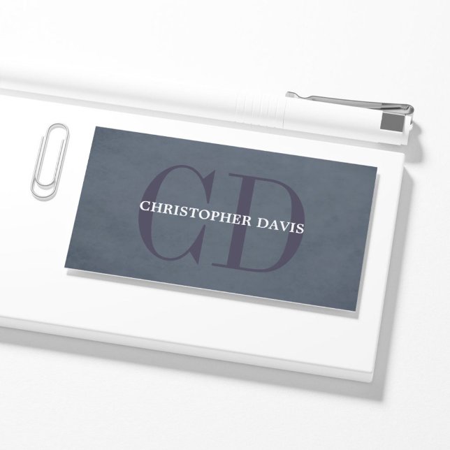 Modern Elegant Texture Blue Monogram Consultant Business Card (Creator Uploaded)