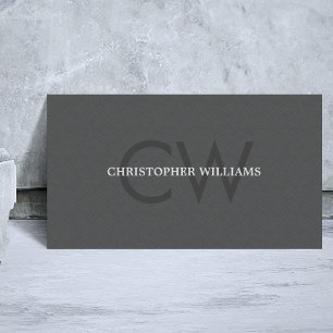 Modern Elegant Texture Gray Monogram Consultant Business Card