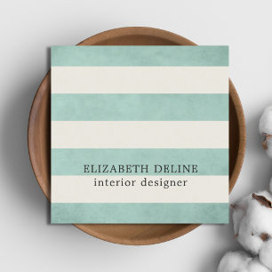 Modern Elegant Texture Green Interior Designer Square Business Card