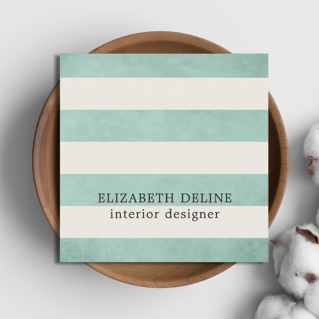 Modern Elegant Texture Green Interior Designer Square Business Card (Creator Uploaded)