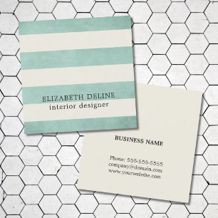 Modern Elegant Texture Green Interior Designer Square Business Card